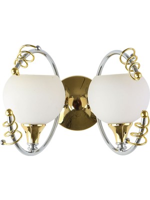 Milkyway, 2 Kollu Gold - Krom, Beyaz Camlı Aplik BS.7874-51-29