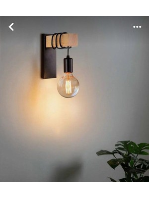 , Modern, Dekoratif Ahşap Aplik E27 Duylu,