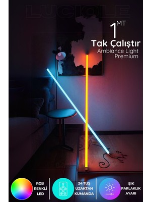 Rgb LED Strip Tube Light  LED Aplik Uzaktan Kumandalı Işık Lamba Ampül Aydınlatma Renkli Apltube7