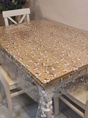 Başak Ev Tekstili Şeffaf 0.018 mm Pvc Muşamba - Desenli Silinebilir Şeffaf Masa Örtüsü