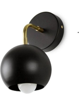 Retro1,vintage1,rustik1 Siyah 1XE27 Duylu Siyah Duvar Aplik Glop ÇAPI:15CM