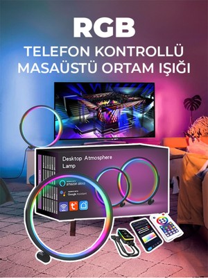 Akıllı Rgb Masaüstü Ortam Işığı App Kumanda Kontrollü Atmosfer Dekorasyon Işıklandırma