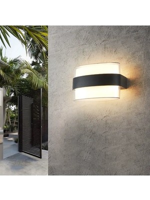 12 W Gozo Iki Yönlü LED Duvar Aplik - Gün Işığı (3000K) - Siyah - IP54 - CT-7044