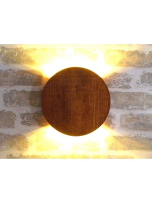 Açma Kapama Butonlu Anahtarlı Doğal Ahşap Yuvarlak Rustik Salon Duvar Aplik Kütük Aplik 220 V