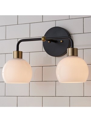 Rsyligt Retro Metal Siyah 2 Li Opal Camlı Tavan Duvar Dekoratif Vintage Rustik Aplik