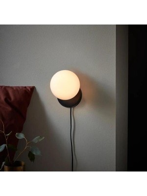 Retro Metal Glop Camlı Kablolu Fişli Dekoratif Duvar Aplik