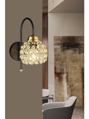 Siyah Baston Kristal Aşağı Bakan Modern Aplik