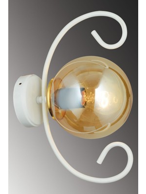 Beyaz Kelebek Bal Glop Camlı Modern Aplik