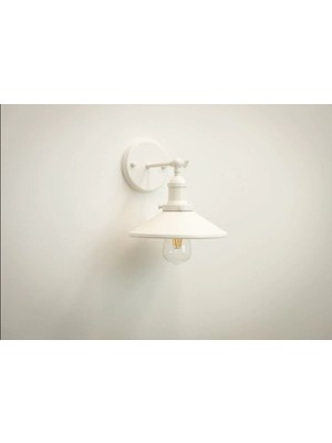 Retro,rustik 1,vintage Beyaz 1XE27 Duylu Metal Duvar Aplik Şapka ÇAPI:23CM