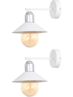 Beta Modern Tasarım Salon - Mutfak - Yatak Odası - Beyaz Renk Gri Duylu (2 Adet) Duvar Aplik