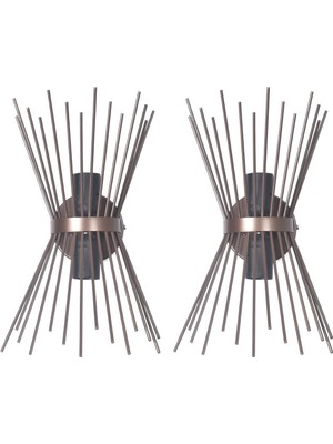 Kirpi Kahverengi Renk Modern Tasarım Takım 2 Li Duvar Aplik - Duvar Aydınlatması (2 Adet)