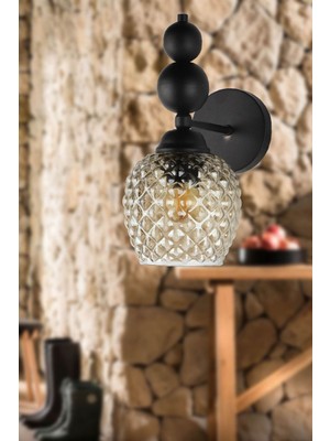 Velas Aplik Siyah Füme Cam