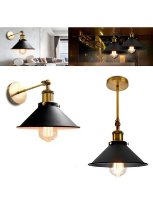 Retro,rustik,vintage Mafsallı Hareketli Başlık Metal Duvar Aplik Şapka ÇAPI:23CM