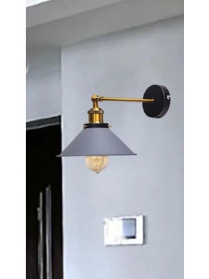 Retro Metal Rustik Mafsallı Gri Dekoratif Duvar Aplik