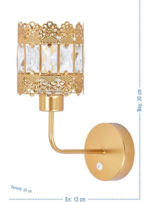 Verona Taşlı Aplik Switch'li (Gold)