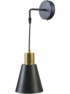 Trend Modern Tasarım Cafe Siyah Renk Eskitme Duylu Tekli Duvar Aplik