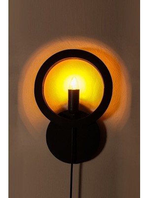 Moon Ahşap Aplik Lamba Cafe Otel Restaurant Oda Ofis Için Duvar Avize Dekor Apliği Lambası