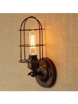 Retro Bakır Eskitme Mafsallı Kafes Metal Duvar Aplik