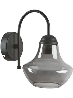 Fora Retro Rustik Siyah Renk Salon - Mutfak - Cafe Füme Camlı Aplik