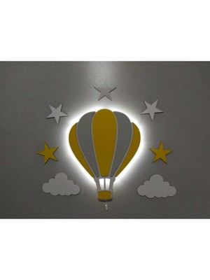 Çocuk Odası Dekoratif Ahşap Balon Gece Lambası Ledli Aydınlatma Seti