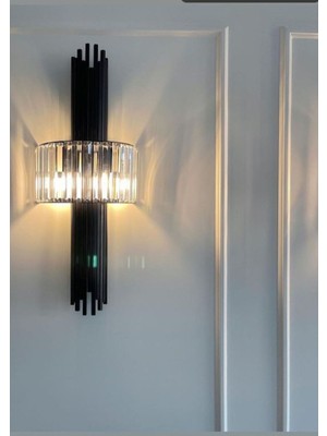Modern Luxury Kristal Taşlı Aplik Siyah Salon Aplik Mdr-29