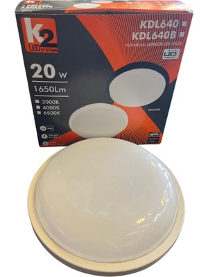 KDL640 6500K Beyaz 20W Beyaz Merkür LED Aplik