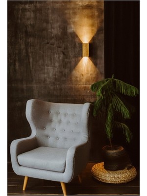 Decarthuma Yansıtma Tasarımlı Çift Yönlü Ahşap Salon Duvar Aplik Avize Ceviz