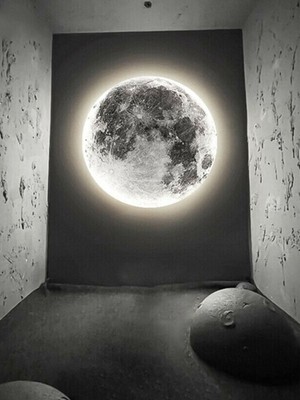 Moon LED Aplik 30CM Çap 25WATT Led, Ay LED Duvar Lambası, Uv Baskı Modern LED Aplik