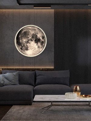 Moon Art, Modern Aplik, 30CM Çap,led 25WATT, LED Duvar Aplikleri, Yatak Odası Aplik,yatak Başı Apli
