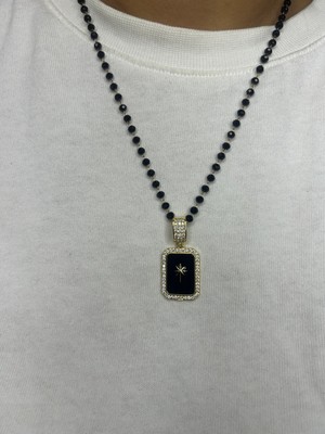 Badelis Çelik Siyah Boncuklu Zincir Detaylı Kuzey Yıldızı Kolye