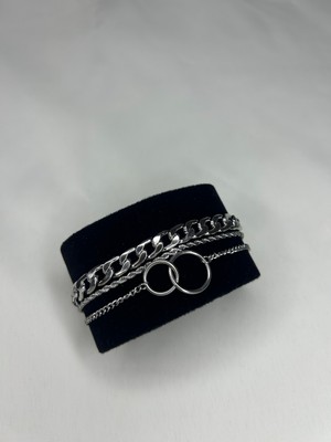 Badelis Çelik Silver Renk Tek Klipsli Üç Ayrı Model Bileklik