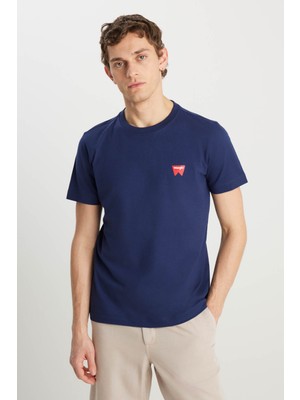 Wrangler Regular Fit Small Logo Lacivert Erkek T-Shirt MW70MD3335