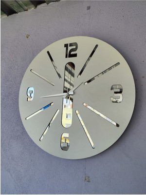 Beyaz Renk Hediyelik Ahşap Dekoratif Farklı Desenli Duvar Saati 50CM