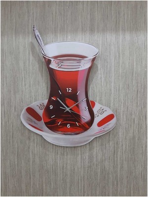 Çay Model Mutfak Duvar Saati 45X30 cm Uv Baskılı