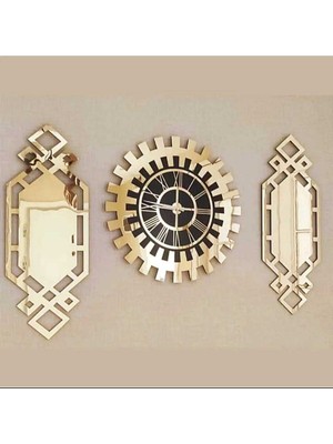 Dekoratif 3D Kabartmalı El Boyaması Piyano Model Duvar Saati, Tablo 3 Parça