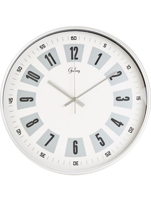 Dekoratif Beyaz Kadran Duvar Saati - Gri - 29 cm
