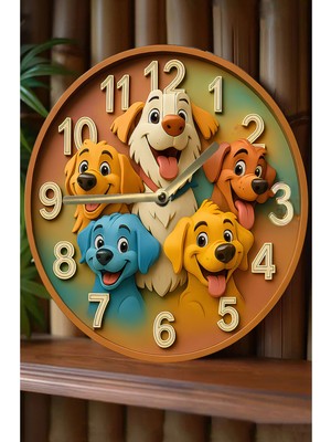 Sessiz Yuvarlak Ahşap Duvar Saati, Kuvars Hareketli 3D Görünümlü 2d Saat Sdw Çocuk Odası