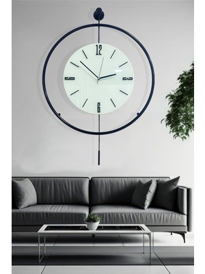 Siyah Tiktok (Büyük Boy 50 x 75 Cm) Abs Kırılmaz Göbek , Modern Dekoratif Sarkaçlı Metal Duvar Saat