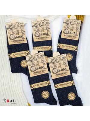 Kral Socks Erkek Kışlık Termal Etkili (5'li Paket) Lambswool Kuzu Yünlü Çorap