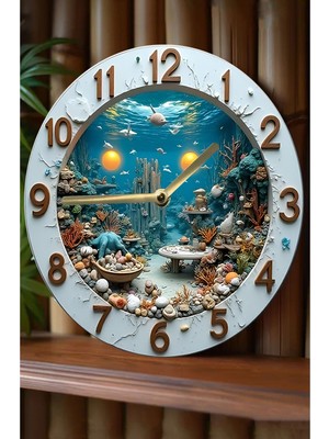 Sessiz Yuvarlak Ahşap Duvar Saati, Kuvars Hareketli 3D Görünümlü 2d Saat SDW095