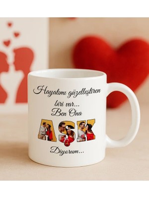 Bk Gift Kişiye Özel Fotoğraflı Aşk Tasarımlı Beyaz Kupa Bardak-3, Arkadaşa Hediye, Sevgiliye Hediye, Doğum Günü Hediyesi