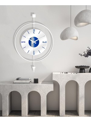 Volante Modern Iskandinav Dekoratif Sarkaçlı Tik Tok Şeffaf Duvar Saati 48 x 72 cm
