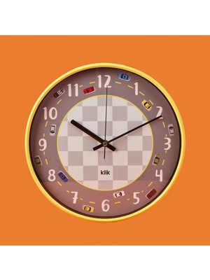 Slim Ralli Çocuk Odası Duvar Saati -Sarı - 30 cm