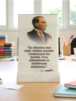 Mermer Masaüstü Atatürk Portresi (Dijital Baskı)