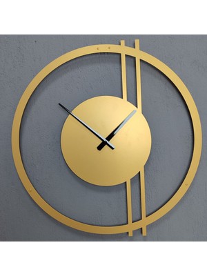 Double Line Metal Gold / Altın Duvar Saati - Ev / Ofis Saati - Hediye Saat - 100 x 97 cm