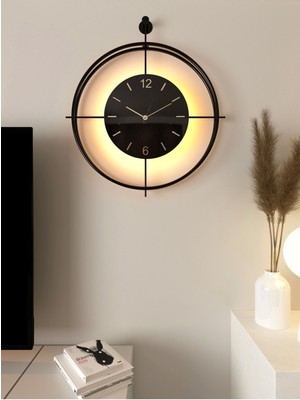 Büyük Boy Laviento Siyah (Siyah Cam) Modern Dekoratif Metal Cam Ayna Duvar Saati