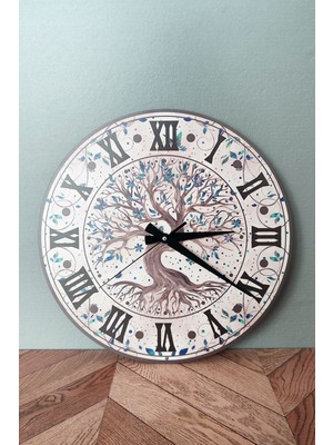 Ağaç Uv Baskılı Roma Rakamlı Duvar Saati