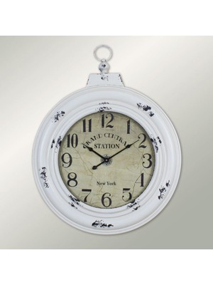 5035 Wı Retro Metal Eskitme Boya Duvar Saati