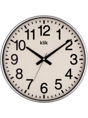 Simplex Gümüş Dekoratif Sessiz Akar Duvar Saati