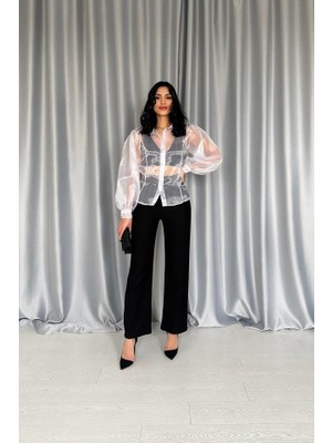 Modavera Beyaz Organze Gömlek